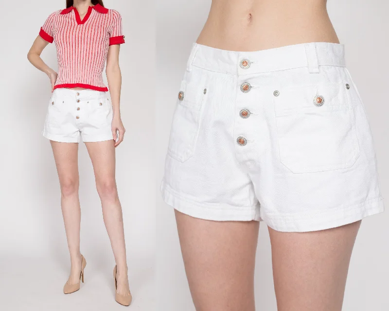 Medium 90s White Button Fly Jean Shorts 28" Fashionable Bootcut Jeans