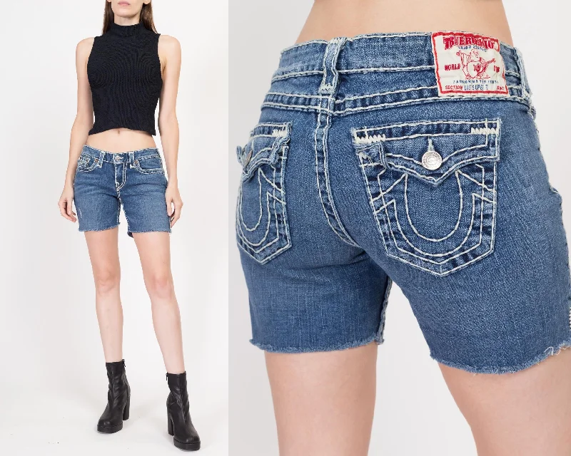 Medium Y2K True Religion Low Rise Jean Shorts Fashionable Relaxed Fit Denim