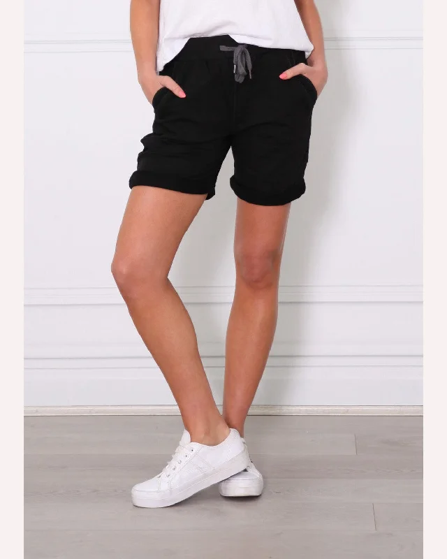 Monaco Jean Riley Denim Short - Black Fashionable Vintage Wash Jeans