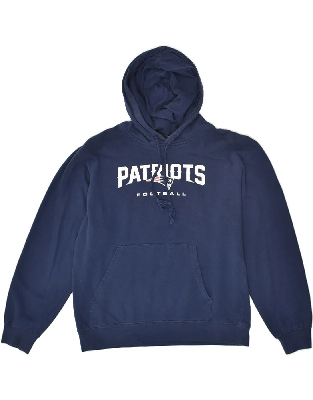 NFL Womens Graphic Hoodie Jumper UK 18 XL Navy Blue Cotton Hoodie with Contrast Stitching Detailed Premium