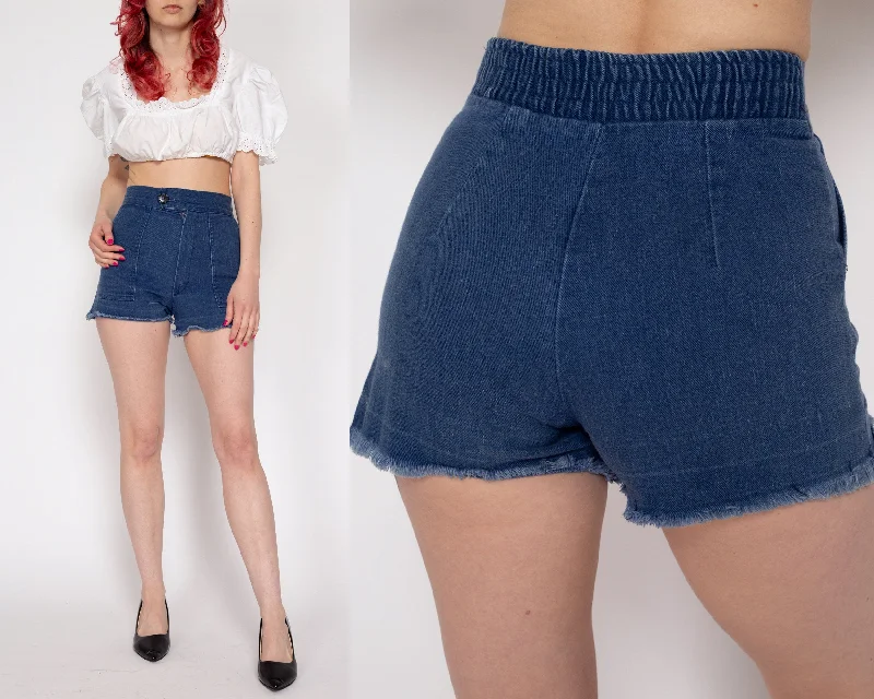 Petite XS 70s High Waisted Cutoff Jean Shorts 23"-24" Stylish High-Waist Jeans