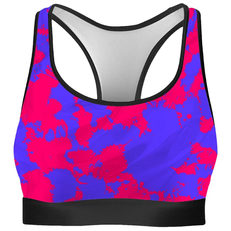 Pink and Violet Paint Splatter Rave Bra Cozy Wire-Free Bra