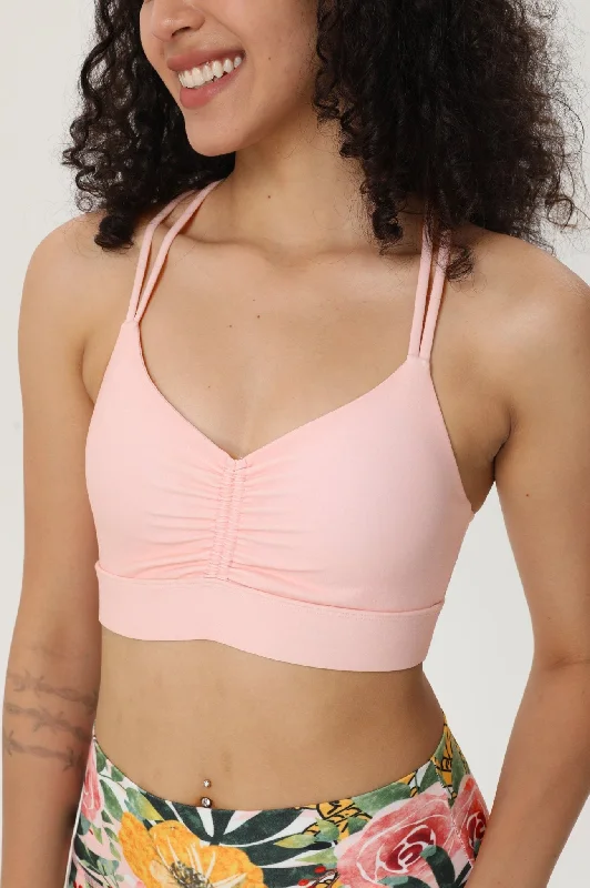 Pink Rose Weave Back Sports Bra Full Support Bra