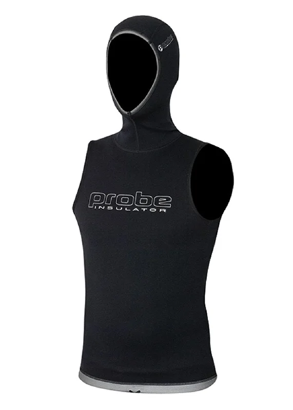 Probe Insulator Hooded Vest Black Hoodie with Typography Text Message