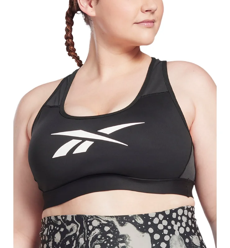 Reebok Plus Size Lux Vector Medium Impact Racerback Sports Bra Chic Satin Bra