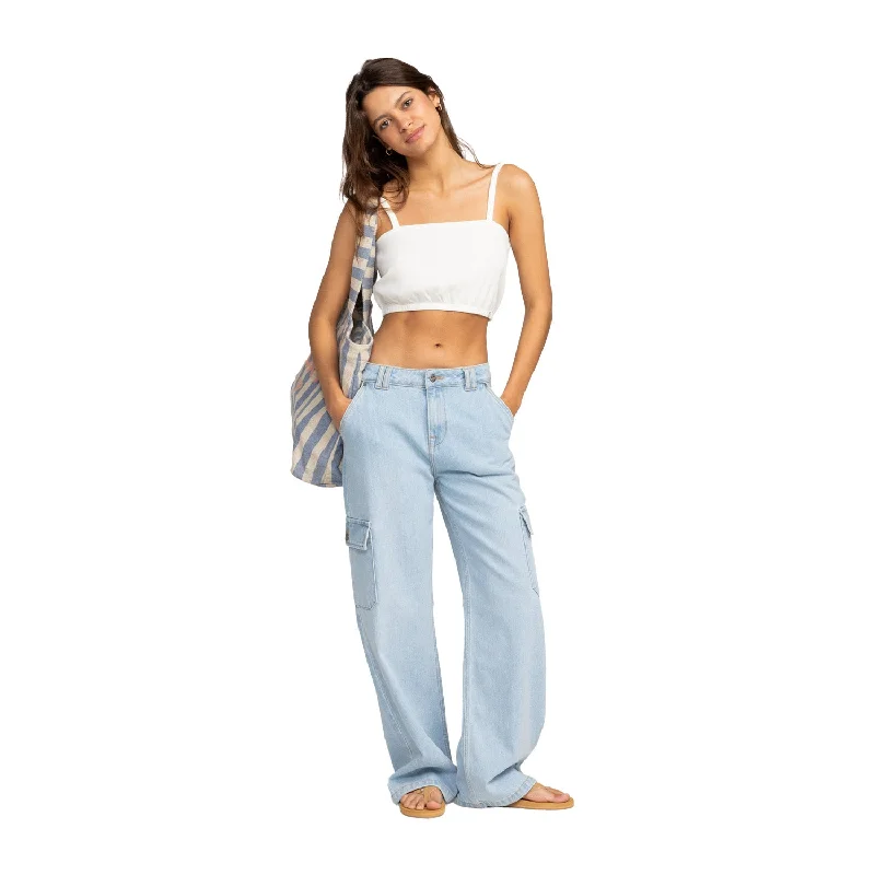 Roxy | Jean Cargo Modern Vibe Mid - Light Blue Trendy Acid Wash Skinny Jeans