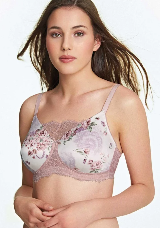 Royce English Rose Post Surgery Bra, Pink & Cream Stretchy Wireless Bra