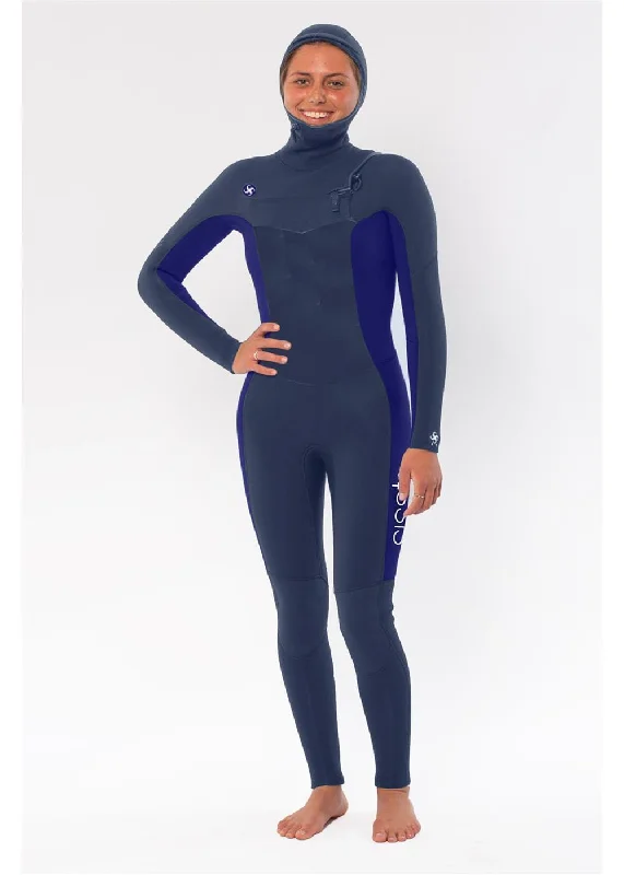 Sisstrevolution My seas 5/4 Hooded Chest Zip Full Wetsuits - blue moon Hoodie with High Neck Warm Protective