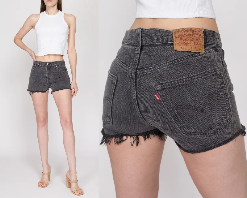 Small 90s Levis 501 Black Cut Off Jean Shorts 29" Fashionable Slim Fit Jeans