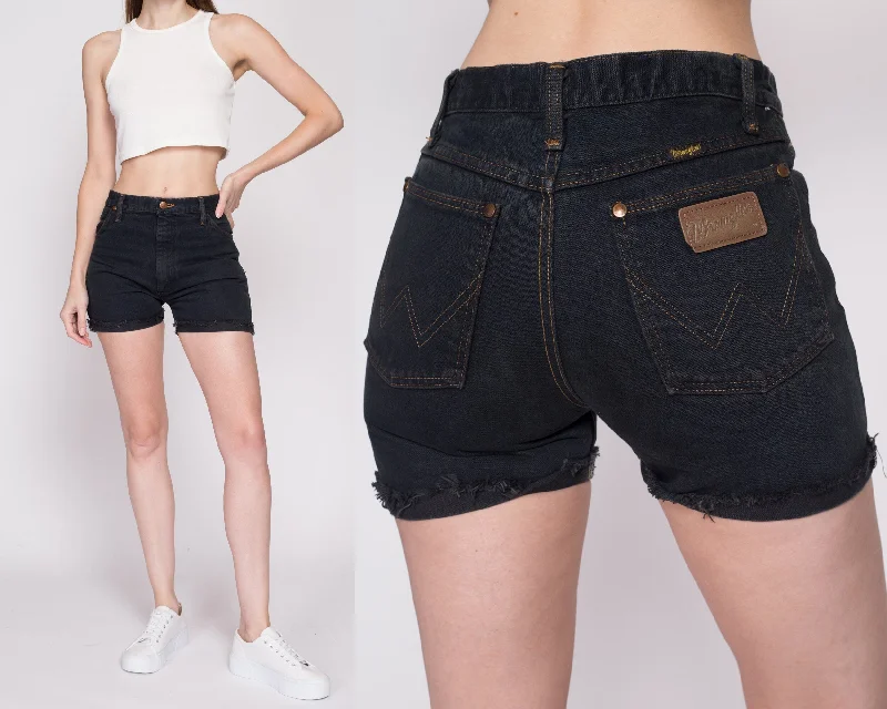 Small Vintage Wrangler Cuffed Jean Shorts Elegant Tapered Leg Denim