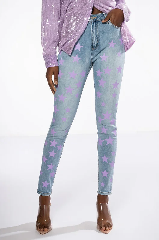 STARLIGHT MID RISE PAINTED SKINNY JEAN Comfortable Zip-Up Skinny Jeans