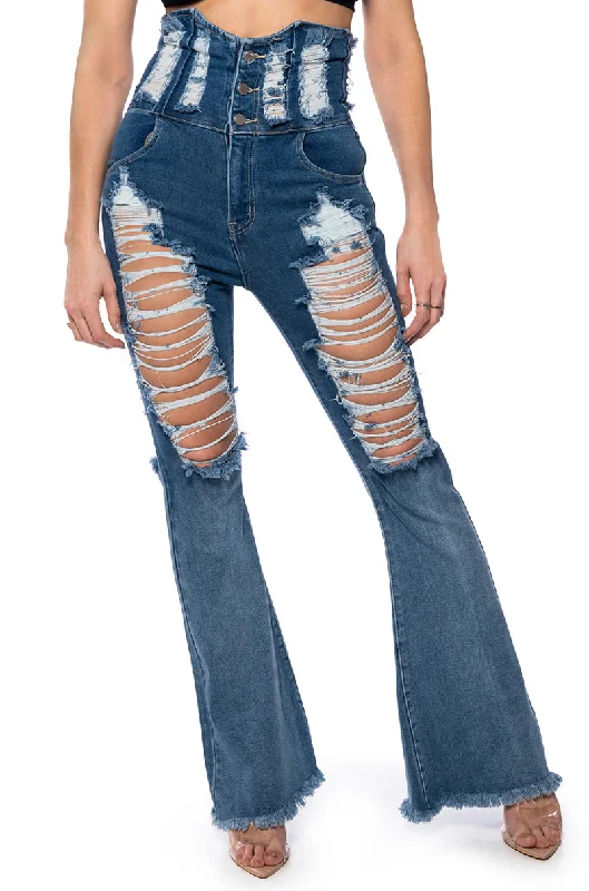 TAKE ME OUT UNDER BUST DENIM JEAN Elegant Skinny Leg Jeans