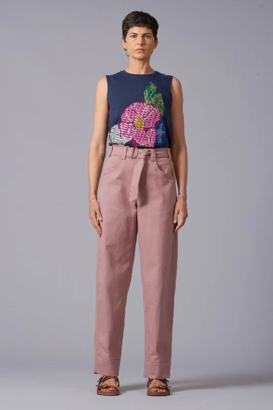 Twill Belted Jean - Rose Stylish Plus Size Denim Jeans