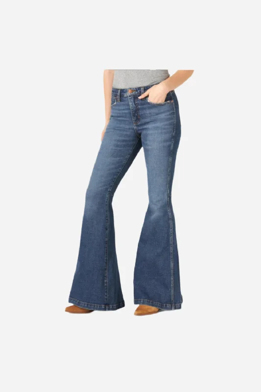 Wrangler Green Jean Trumpet Flare Jean Casual Bootcut Ripped Jeans