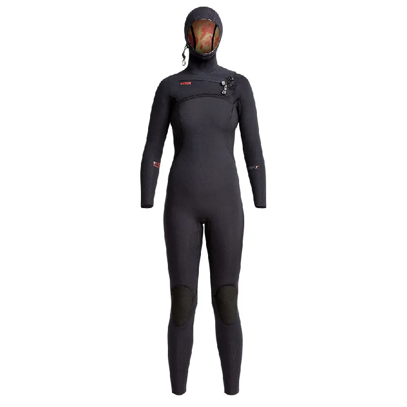 Xcel Women's Comp X 5.5/4.5mm Hooded Wetsuit - Black Hoodie with Hem Contrast Bold Stylish