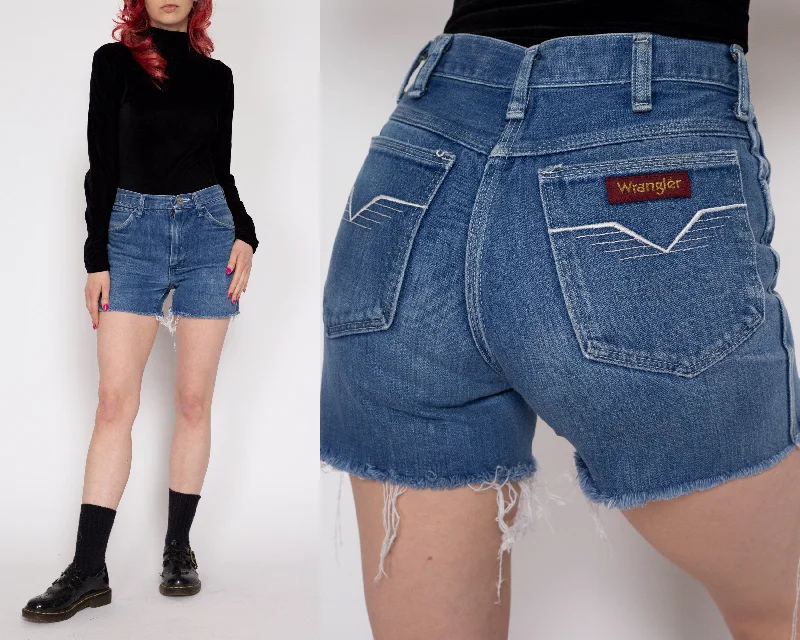 XS 70s Wrangler Cutoff Jean Shorts Fashionable Straight Fit Denim