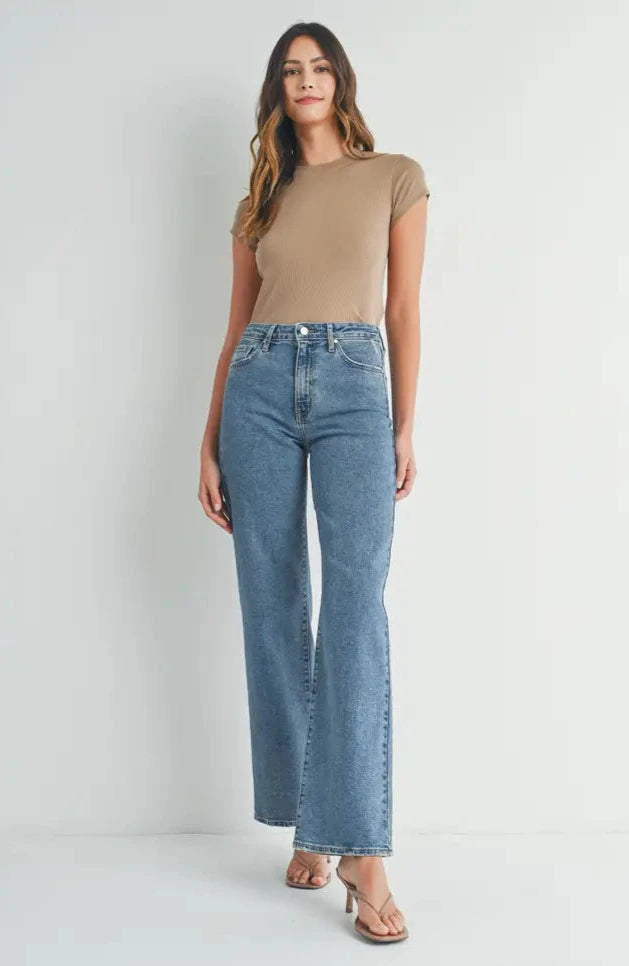 Anabelle Wide Leg Jean Comfortable Zip-Fly Denim Jeans