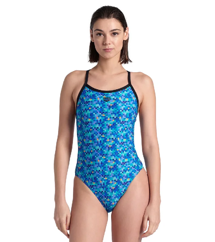 Arena Women's Pooltiles Challenge Back One Piece Swimsuit Swim Skirt Set