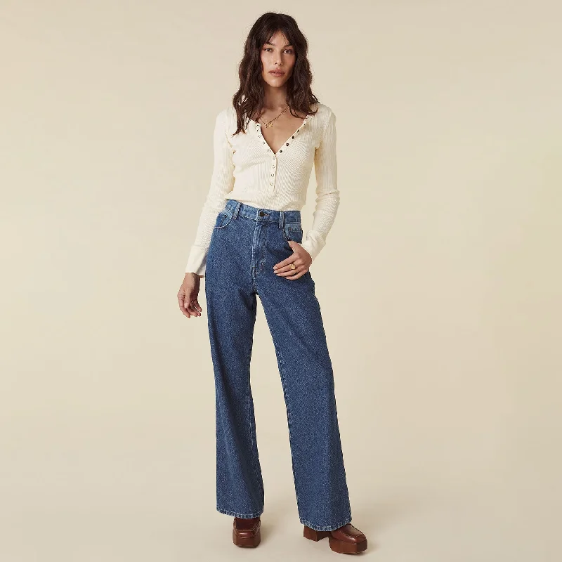Daisy Patchwork Denim Jean Comfortable Flare Leg Jeans