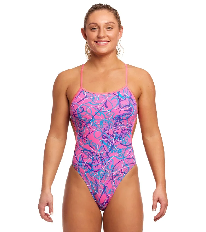 Funkita Women's Quick Flick Twisted One Piece Swimsuit Quick Flick Button-Front Swimsuit