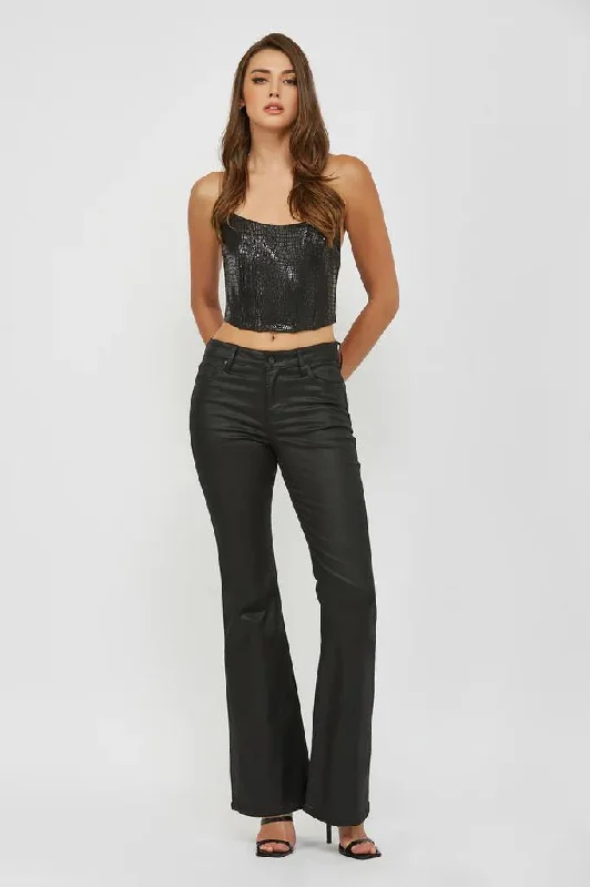 Hidden Denim Mid- Rise Flare Jean Cozy Stretch High-Waist Jeans