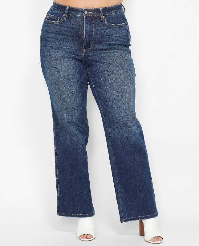 Judy Blue Plus High Waist Tummy Control Straight Jean Stylish High-Waist Jeans