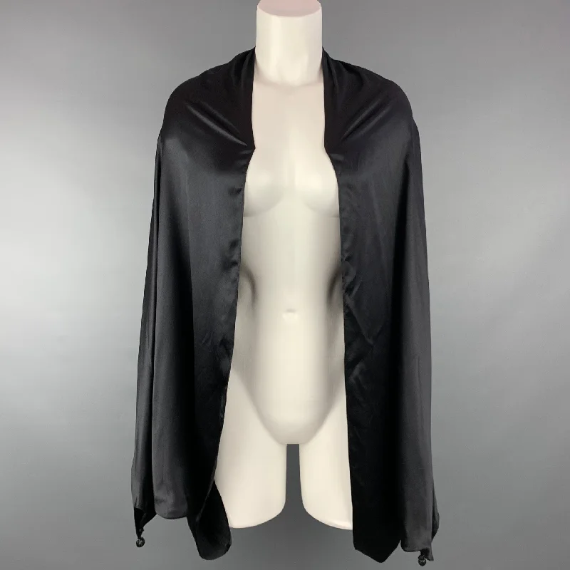 JEAN PAUL GAULTIER FEMME Size One Size Black Satin Oversized Sleeves Stylish Slim Fit Denim