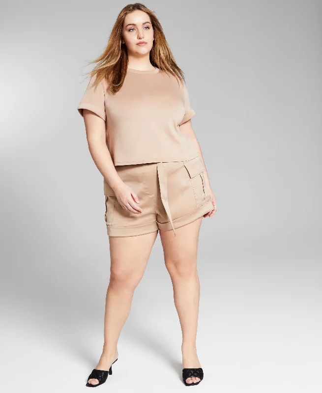 Jeannie Mai X Inc Plus Size Utility Shorts Fashionable Relaxed Fit Denim