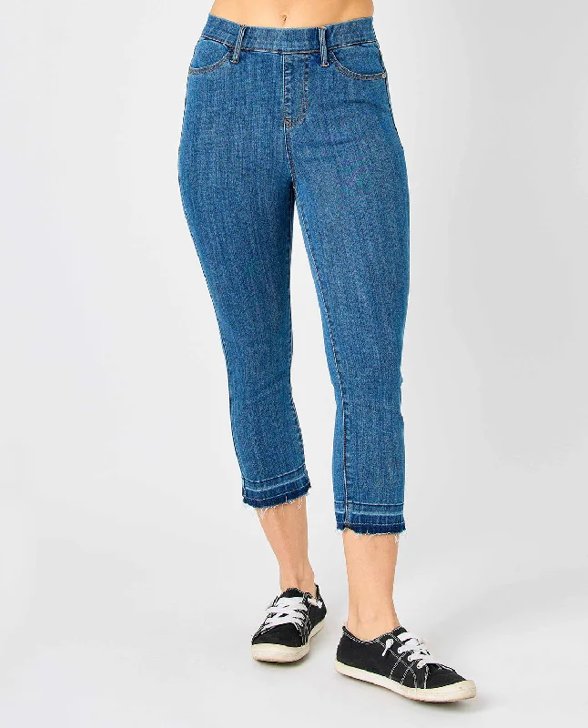 Judy Blue Pull-On Cropped Skinny Jean Fashionable Relaxed Fit Denim