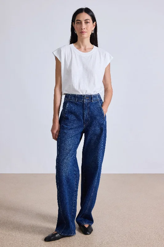 Meridian Jean Tulum Dark Wash Trendy Paperbag Waist Jeans