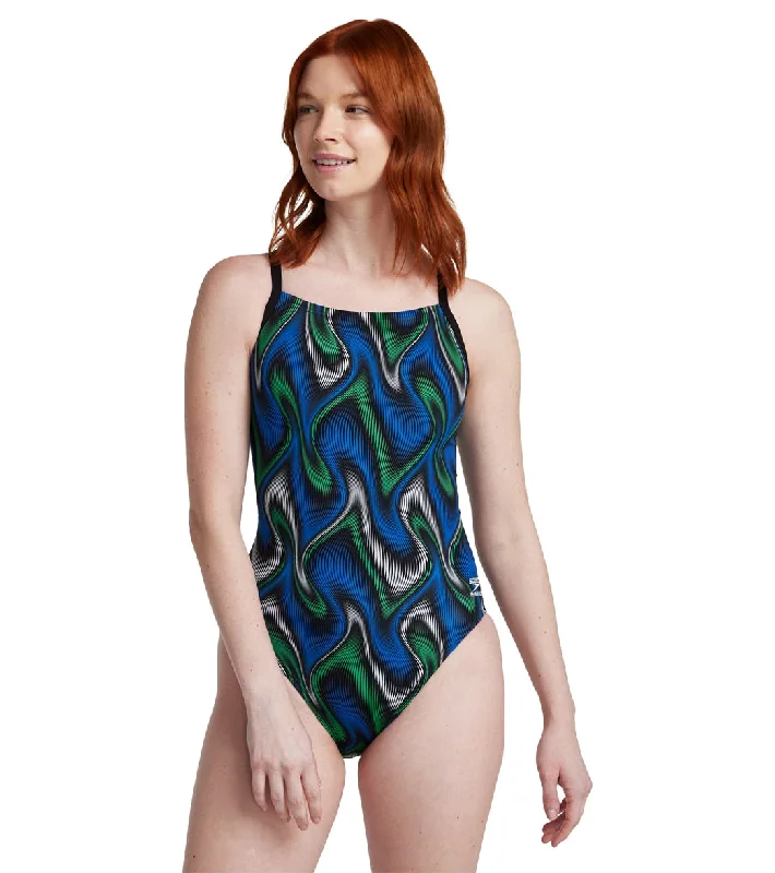 Speedo Women's Purpose Flyback One Piece Swimsuit Team Royal Blue/Bright Green Elegant Swimsuit Bottoms