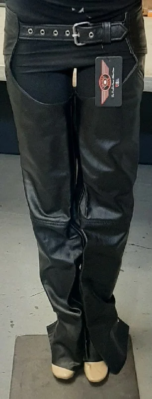 Unisex Black Biker Chaps with Jean Pocket Comfortable Mid-Rise Jeans
