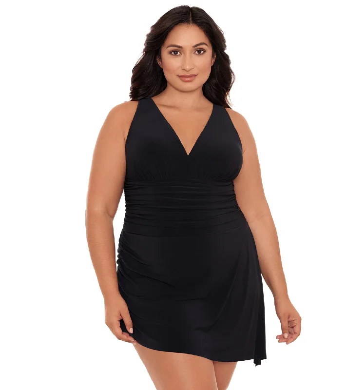 Magicsuit by Miraclesuit Women's Plus Size Celine Swim Dress Black Crisscross Back Swimsuit