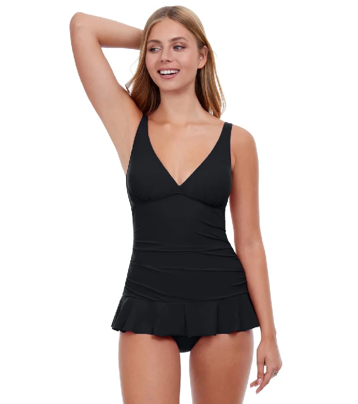 Profile by Gottex Woman's Tutti Frutti Swim Dress (D Cup) Black Swimsuit with Skirt