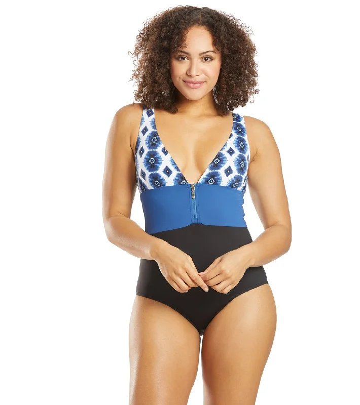 Skye Caicos Faith V Neck One Piece Swimsuit Wisdom Blue Stylish Beachwear Set