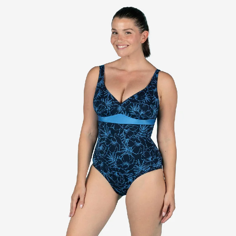 Women's 1-piece Sculpting Swimsuit Kaipearl Triki Pyva Navy Sleek Full Coverage