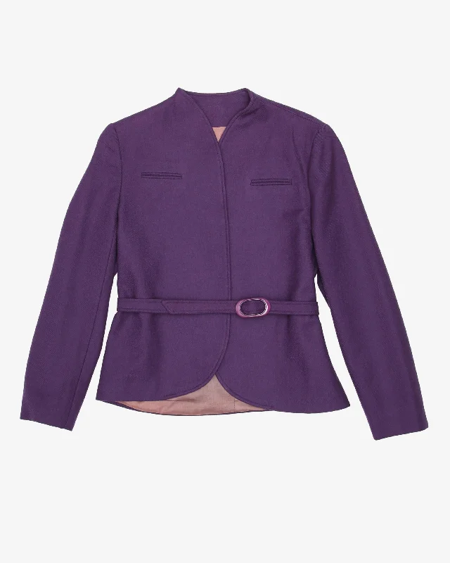 1970s Purple Belted Blazer Jacket - S Cotton Fabric Linen Fabric Terry Fabric