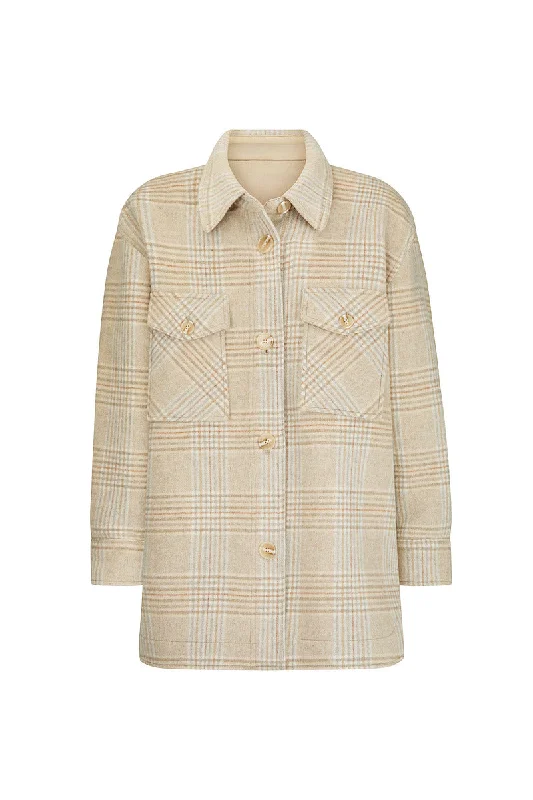 BARE HANDS WOOL BLEND CHECK JACKET - BEIGE Rayon Fabric Velvet Fabric Corduroy Fabric