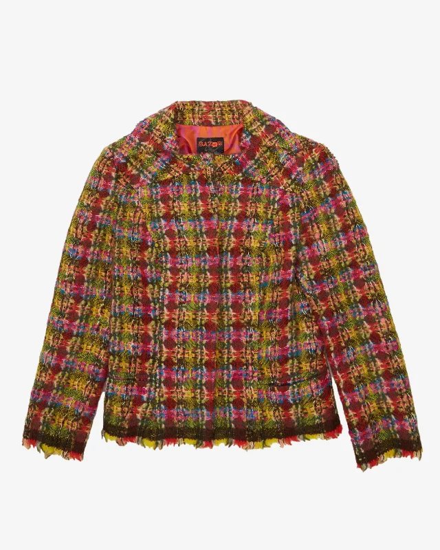 Bazar Christian Lacroix Tweed Style Blazer Jacket - S Satin Jacket Silk Jacket Chiffon Jacket