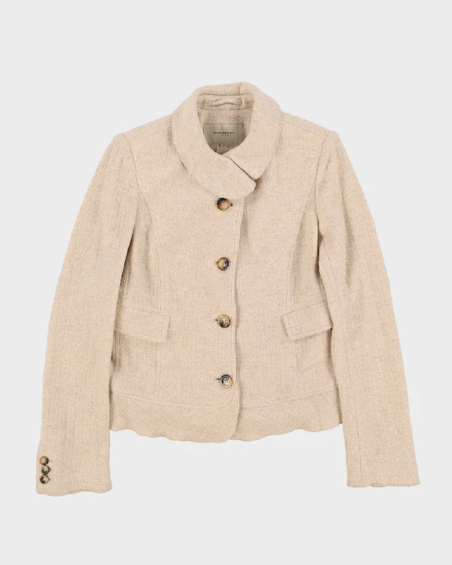 Burberry London Beige Wool Cashmere Blazer Style Jacket - S Faux Fur Jacket Real Fur Jacket Shearling Jacket