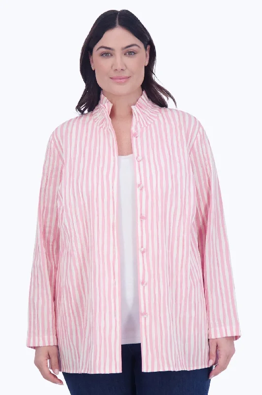 Carolina Plus Crinkle Stripe Shirt Jacket Anorak Shell Jacket Lightweight Jacket