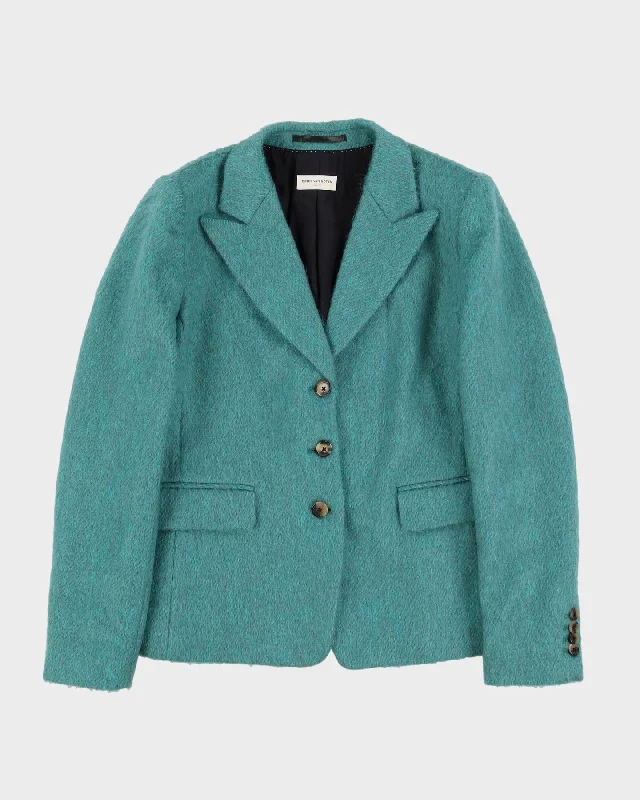 Dries Van Noten Aqua Green Mohair Blazer Style Jacket - S Satin Fabric Silk Fabric Chiffon Fabric