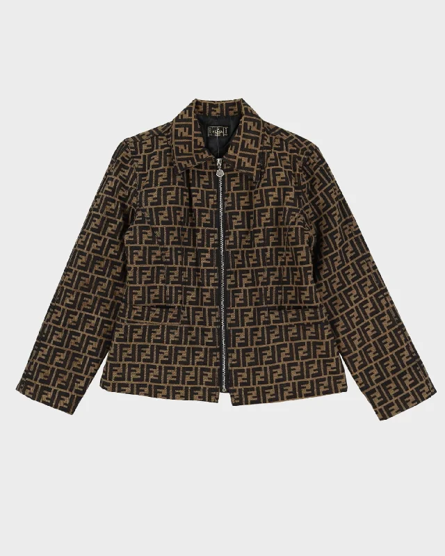 Fendi Logo Patterned Jacket - XS Tiered Jacket Buttoned Jacket Zippered Jacket