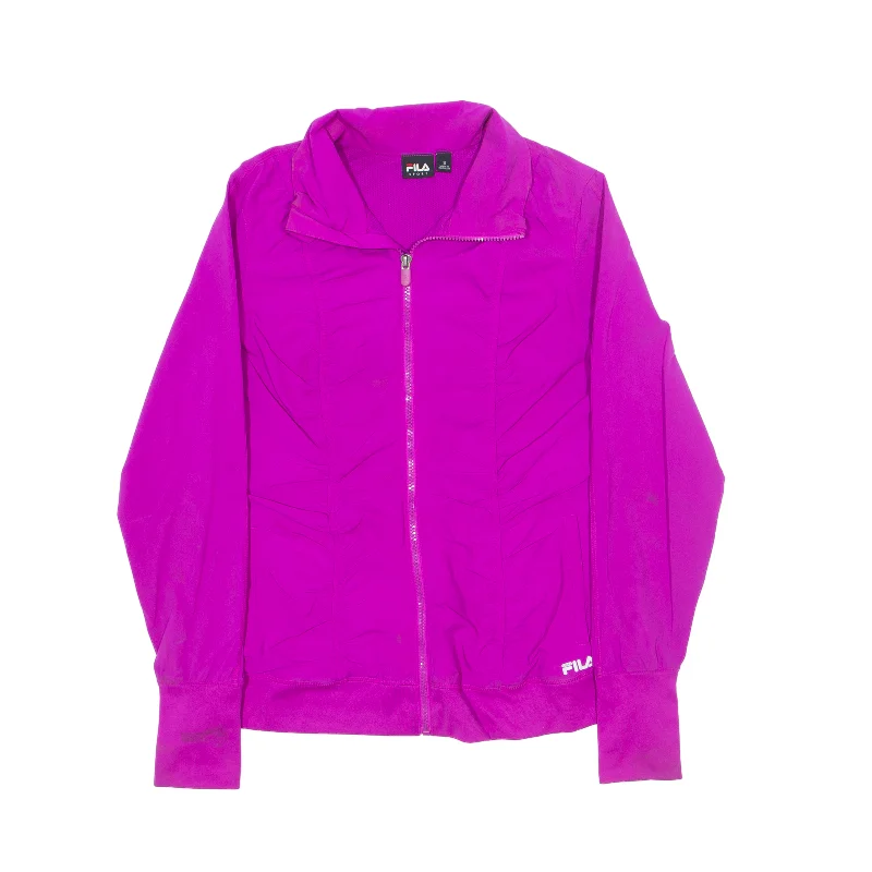 FILA Sport Ruched Track Jacket Pink Womens S Fitted Jacket Loose Jacket Oversized Jacket