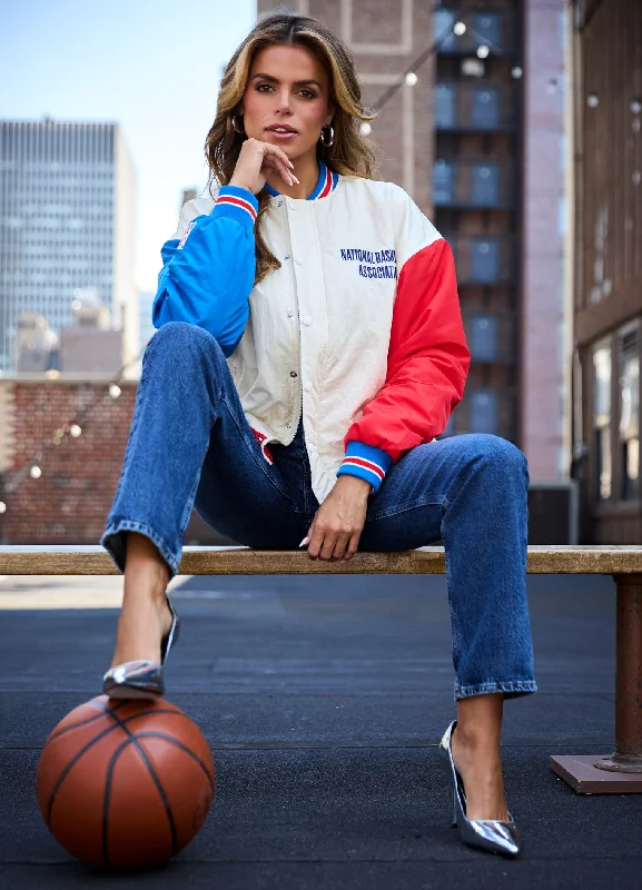 Unisex NBA Bomber Jacket Welt Pockets Slit Pockets Flap Pockets