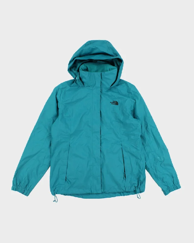 The North Face Women's Turquoise Hooded Lightweight Jacket - L Denim Jacket Leather Jacket Suede Jacket