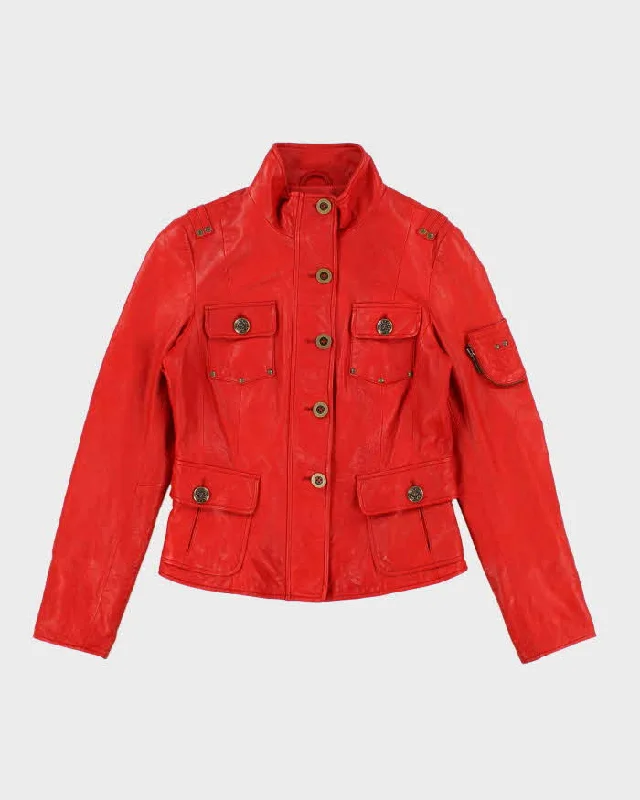 Vintage Women's Red Danier Leather Jacket - S Mesh Jacket Canvas Jacket Denim Jacket