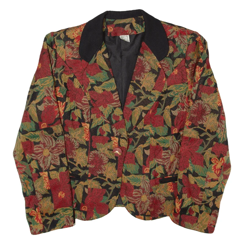 Womens Blazer Jacket Red Floral S Tailored Jacket Straight Jacket A-Line Jacket