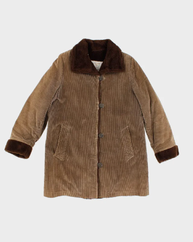 Women's Brown London Fog Corduroy Jacket - M Snapped Jacket Toggled Jacket Drawstring Jacket