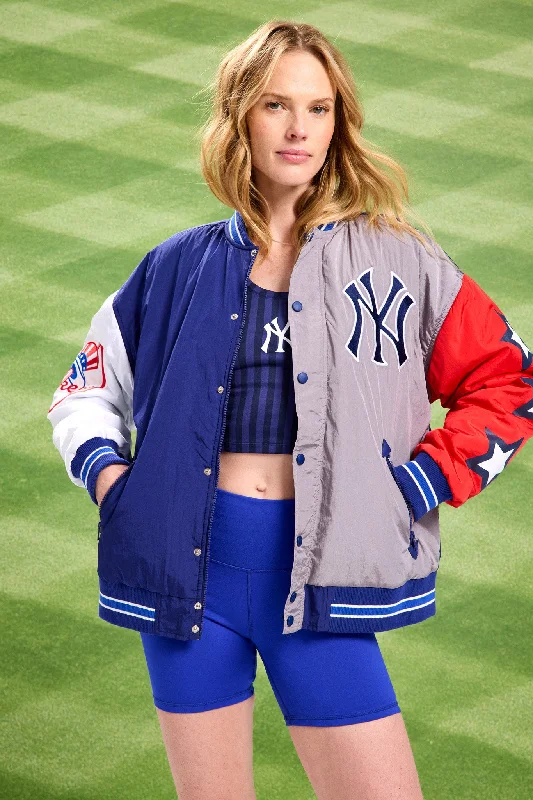 Yankees Bomber Jacket in Team Colors Toggled Jacket Drawstring Jacket Belted Jacket